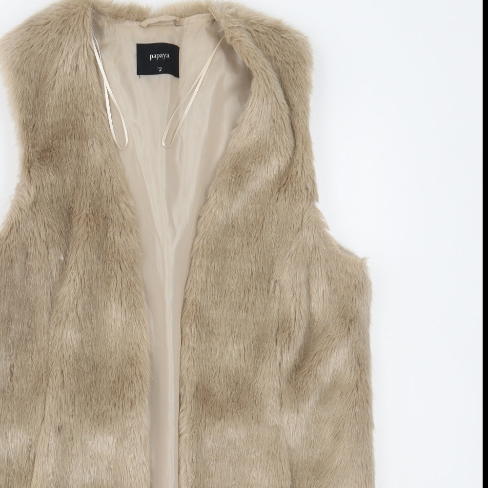 Papaya Womens Beige   Gilet Coat Size 12
