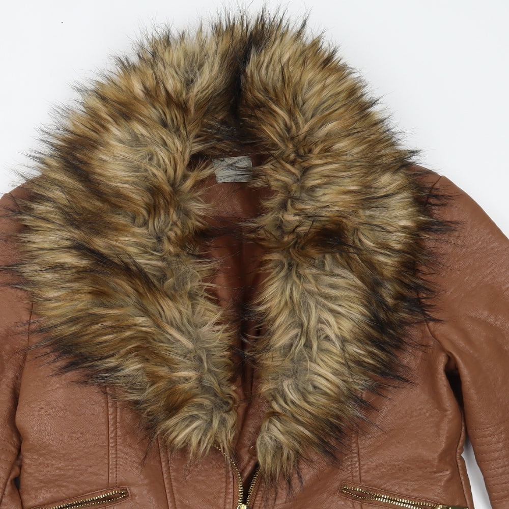 George Womens Brown   Motorcycle Jacket Jacket Size 12