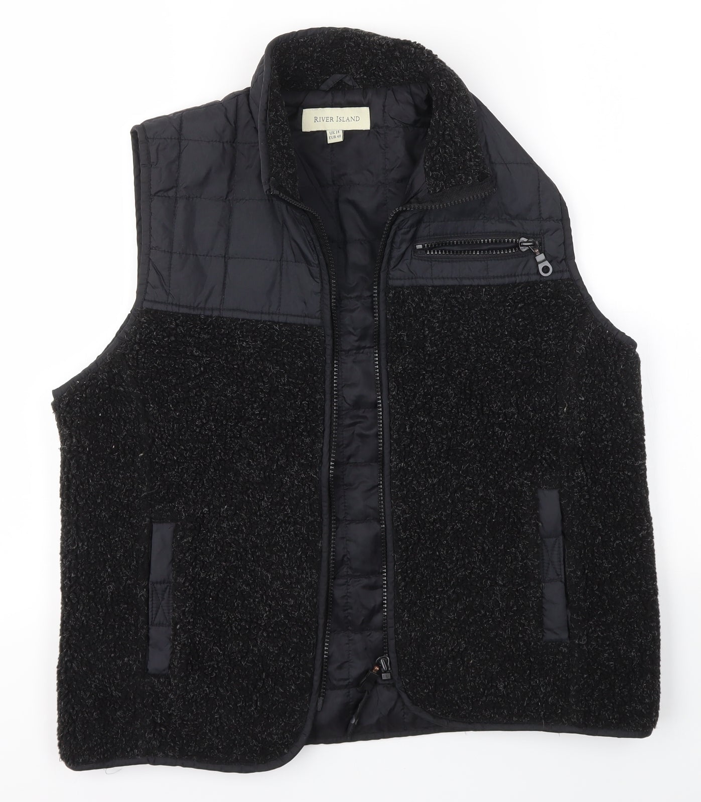 River Island Womens Black   Gilet Jacket Size 14