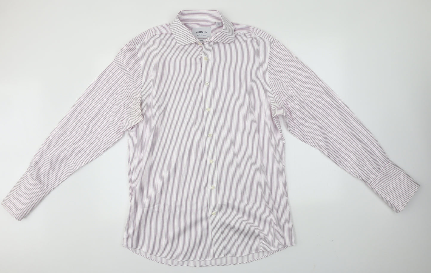 Charles Tyrwhitt Mens Pink Striped   Dress Shirt Size 17