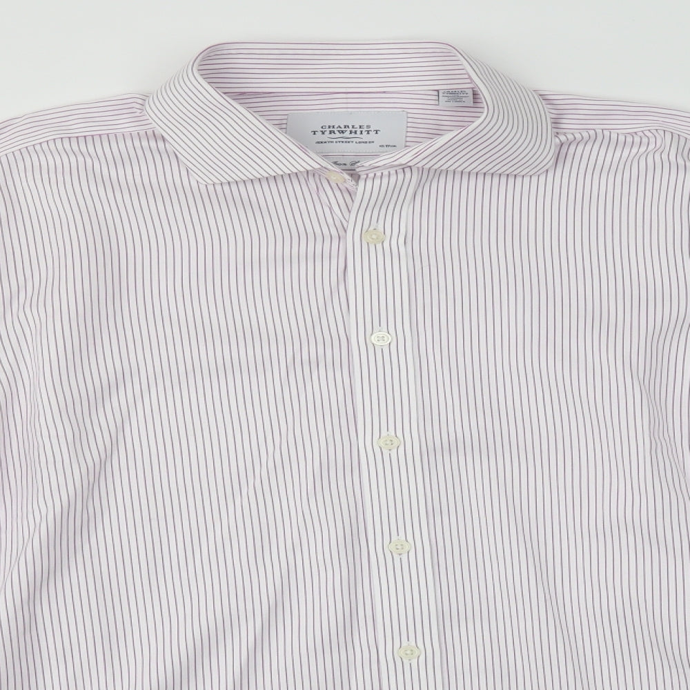Charles Tyrwhitt Mens Pink Striped   Dress Shirt Size 17