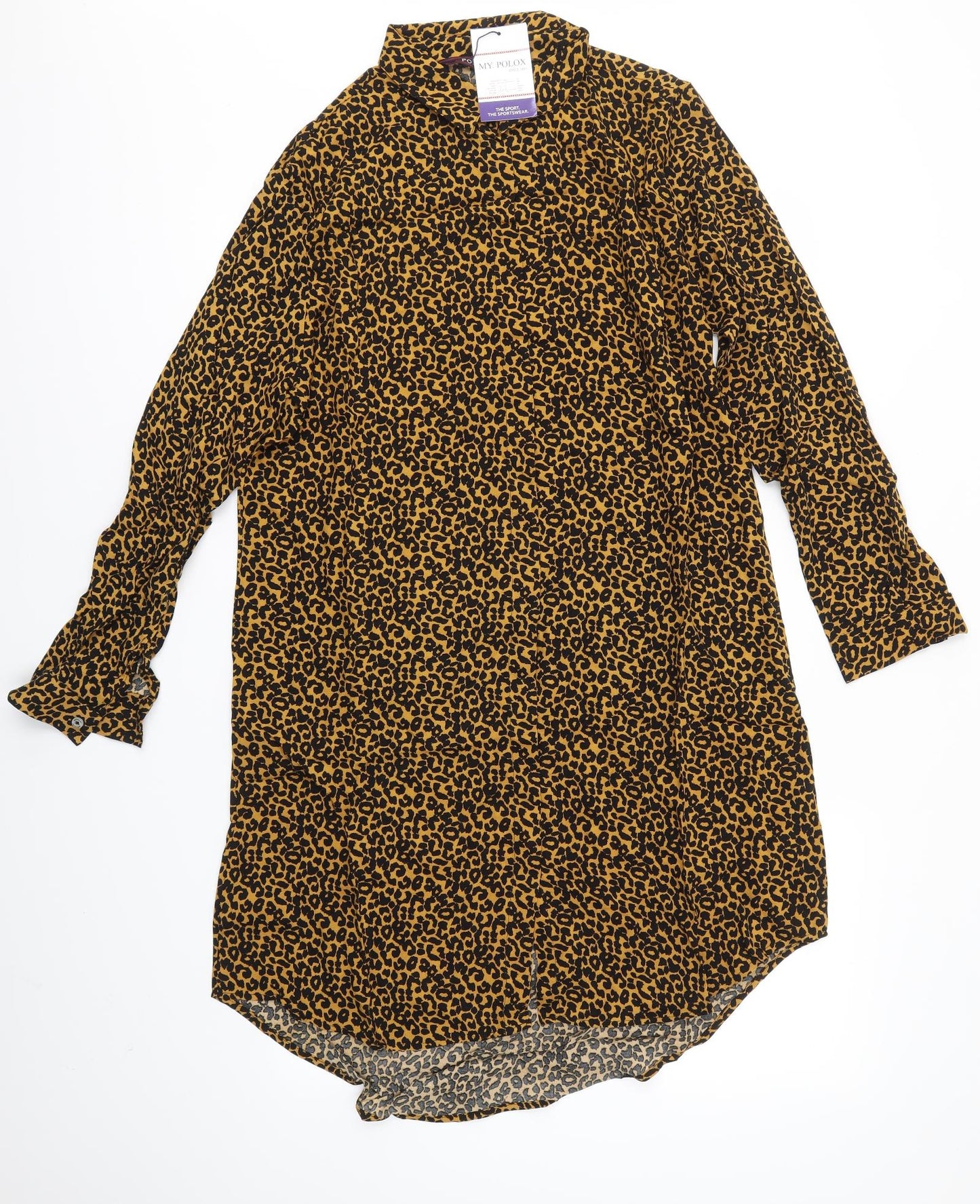 MY. POLOX Womens Brown Animal Print  Shirt Dress  Size XL