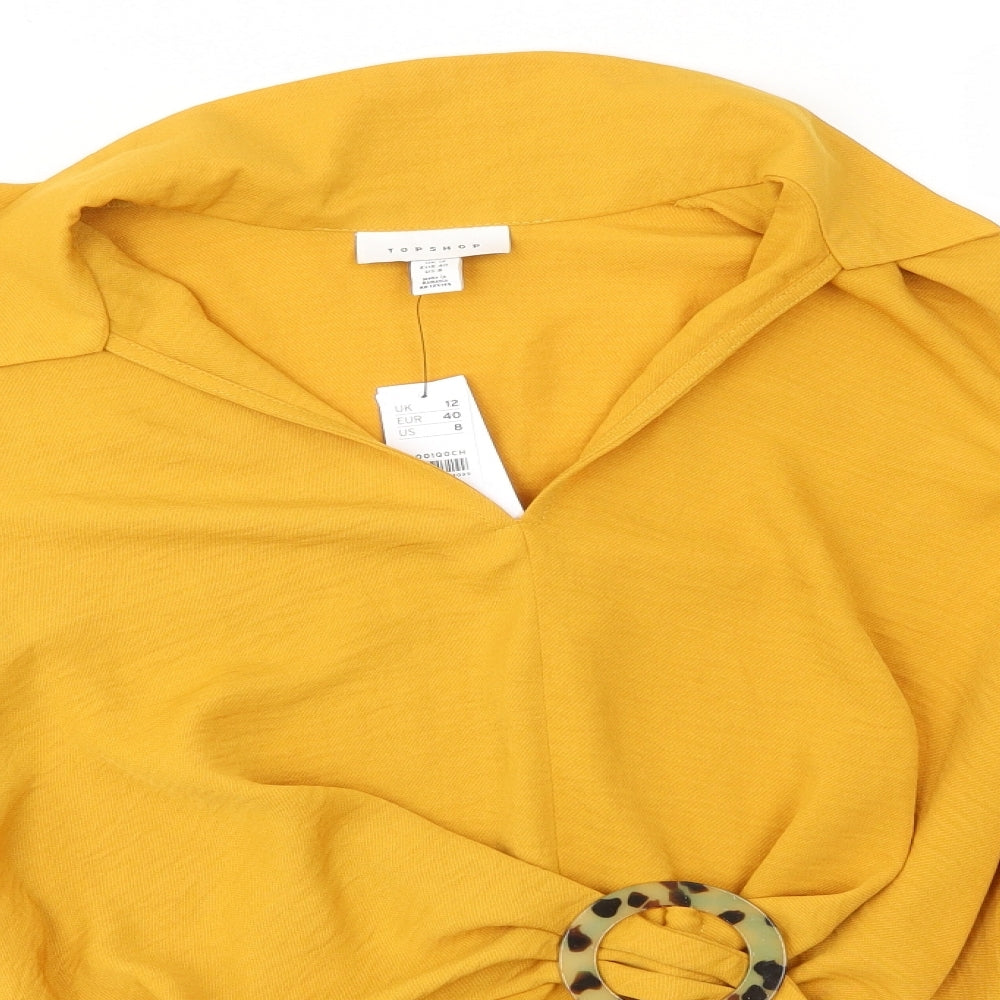 Topshop Womens Yellow   Basic Blouse Size 12