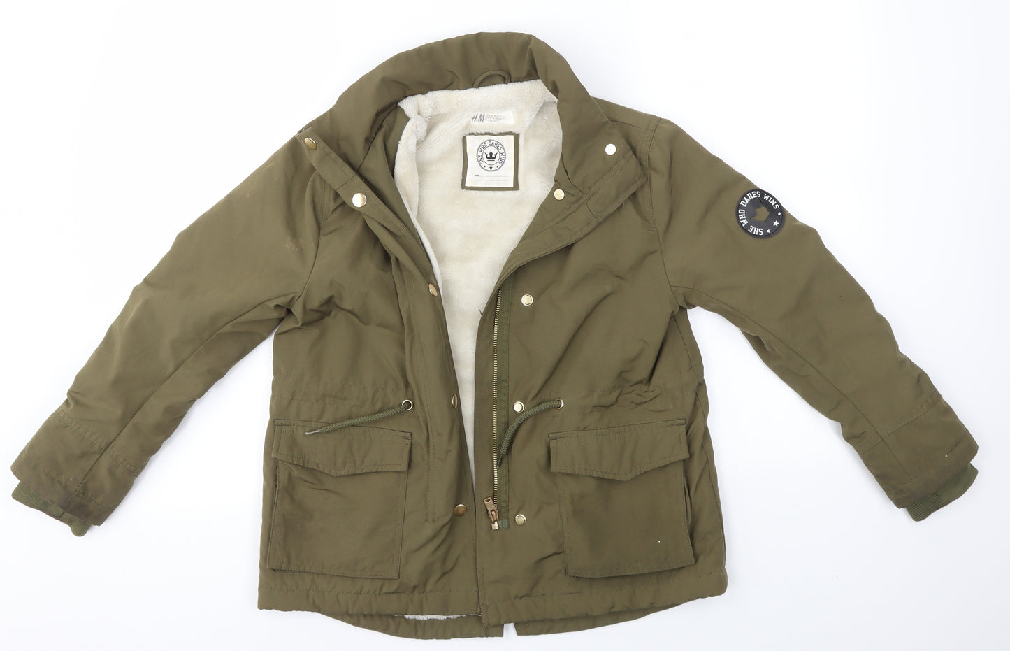 H&M Girls Green   Overcoat Coat Size 10-11 Years