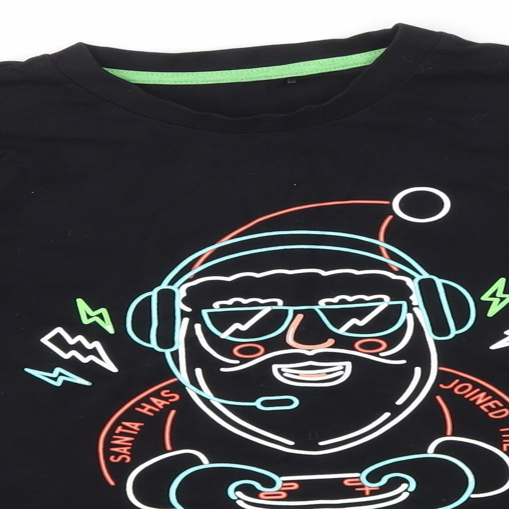 George Boys Black   Basic T-Shirt Size 11-12 Years  - festive christmas