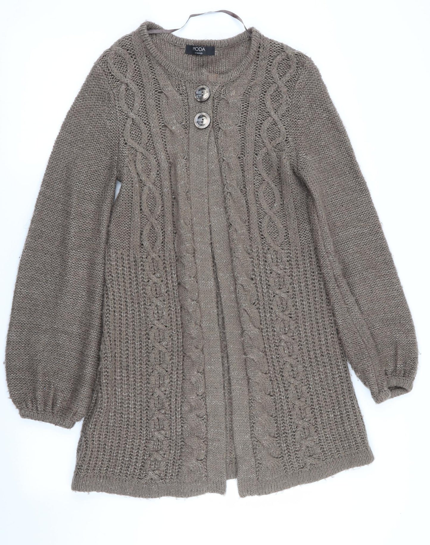 George Womens Brown   Cardigan Jumper Size 12  - Subtle shimmer effect - Longline