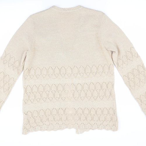 Classics by Berkertex Womens Gold Geometric  Cardigan Jumper Size 14  - Subtle glitter effect