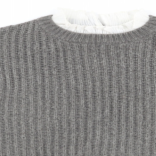 Matalan Womens Grey   Pullover Jumper Size S  - Faux Collar