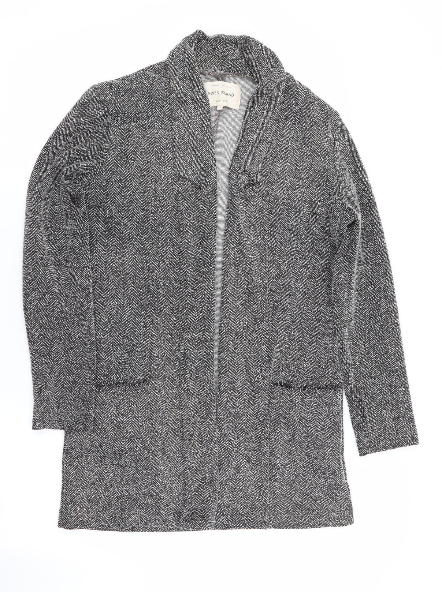 River Island Womens Grey Herringbone  Jacket  Size 10  - Subtle shimmer effect - Longline
