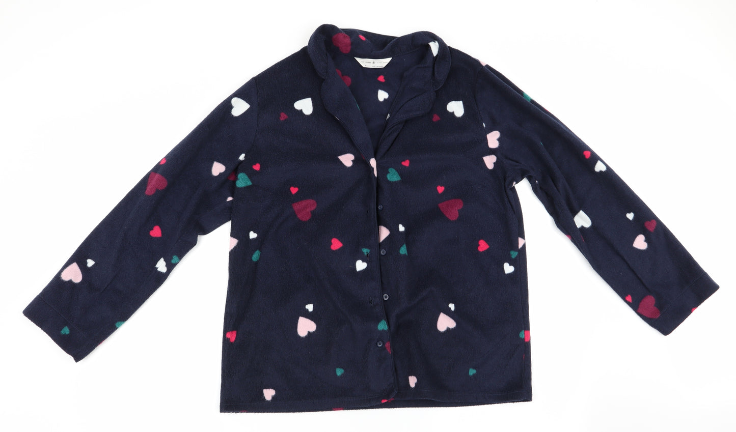 day dreams & duvet days Womens Blue Geometric   Pyjama Top Size M  - Heart Print
