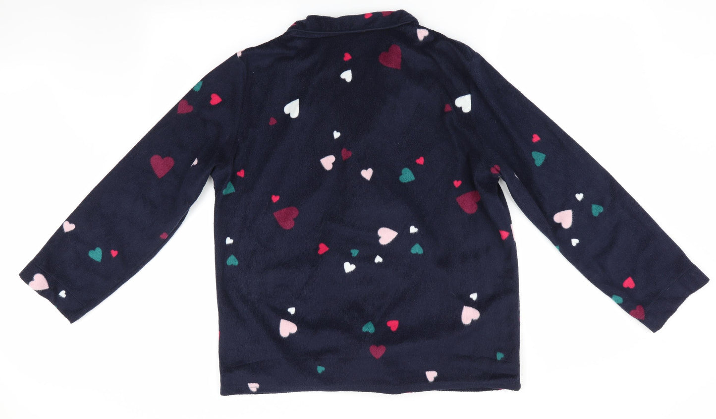 day dreams & duvet days Womens Blue Geometric   Pyjama Top Size M  - Heart Print