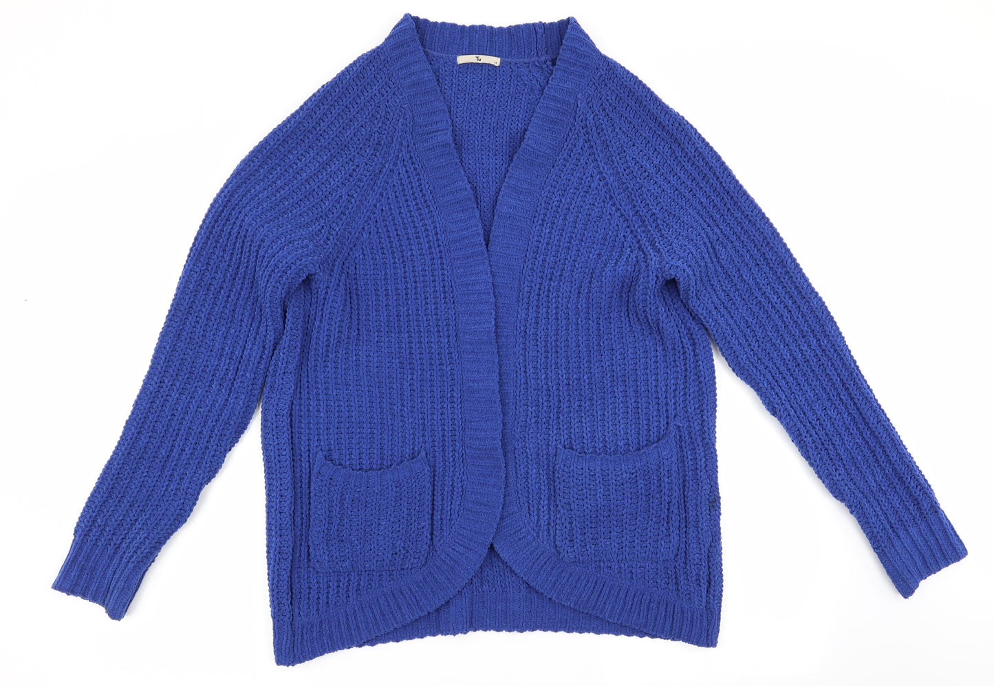 TU Womens Blue   Cardigan Jumper Size 16  - Chenille texture