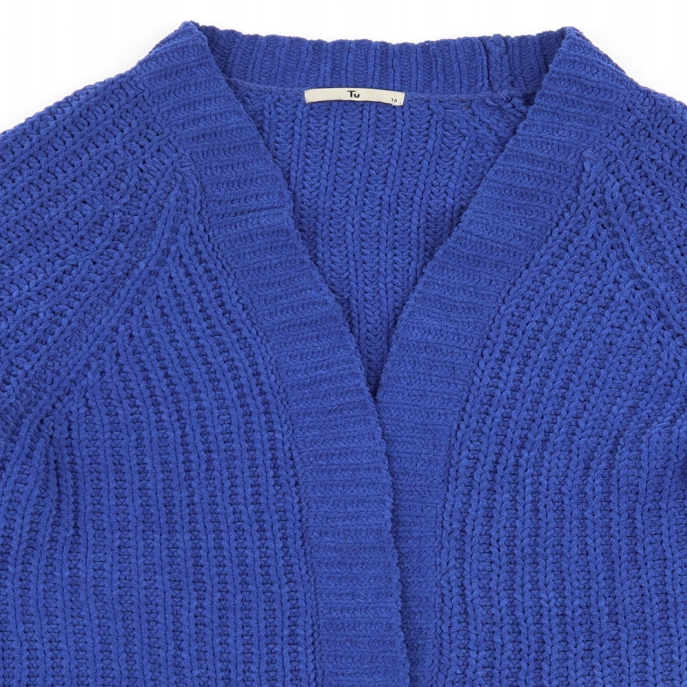 TU Womens Blue   Cardigan Jumper Size 16  - Chenille texture