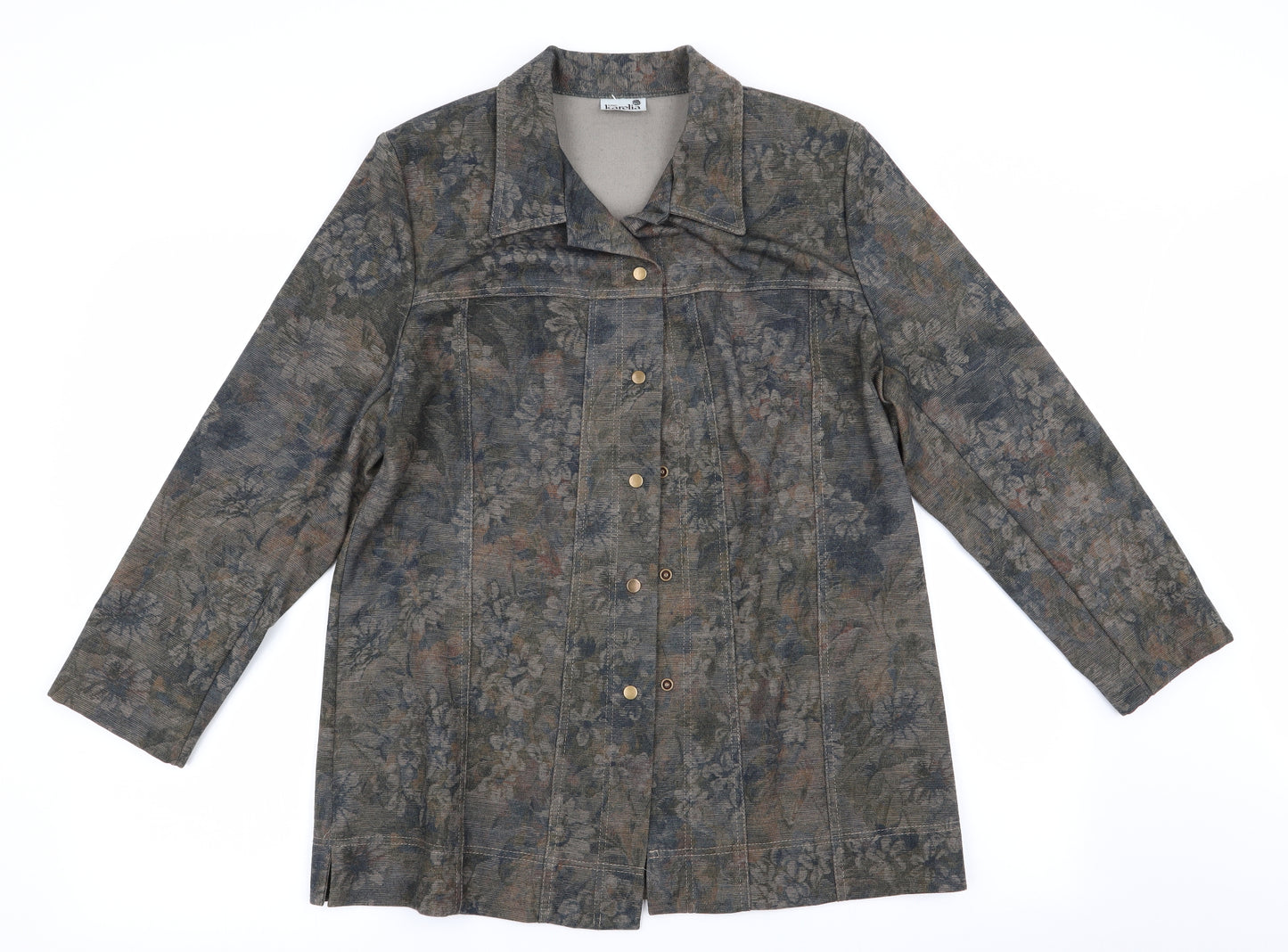 Karelia Womens Green Floral  Jacket Coat Size 14