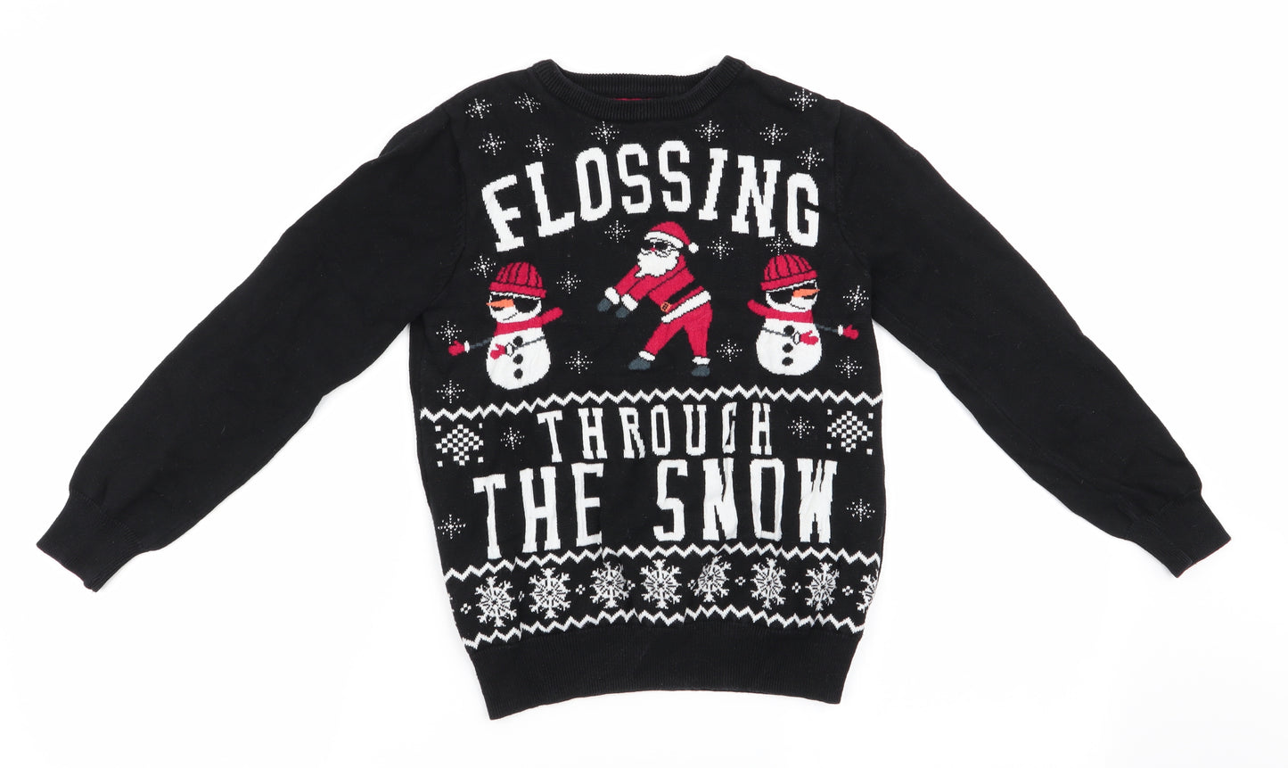 Primark Girls Black   Pullover Jumper Size 9-10 Years  - Flossing Through the Snow