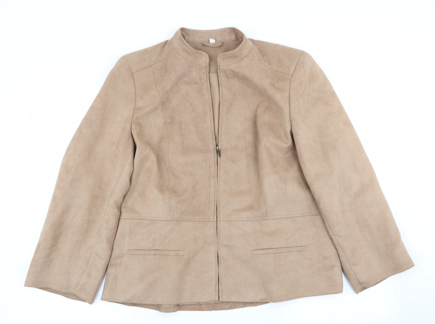 Preworn Womens Beige   Jacket  Size 16  - Suede Effect