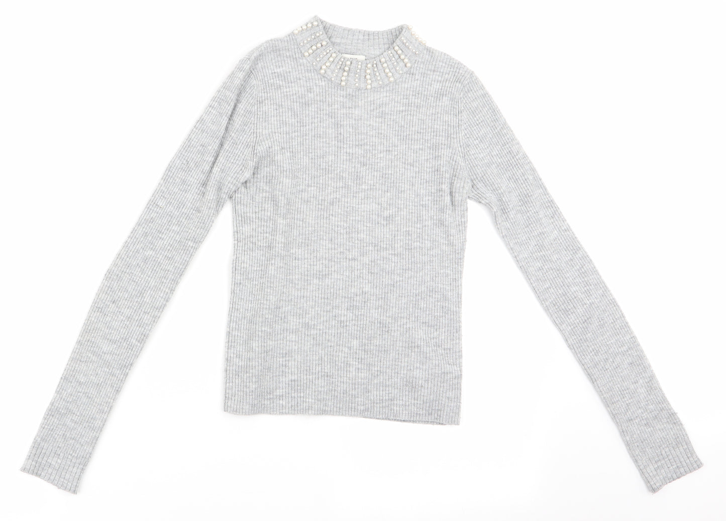 River Island Girls Grey   Pullover Jumper Size 11-12 Years  - Beaded Neck