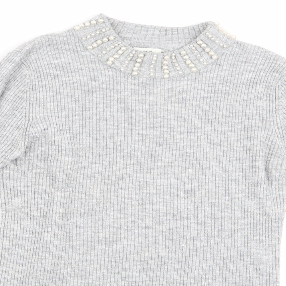 River Island Girls Grey   Pullover Jumper Size 11-12 Years  - Beaded Neck