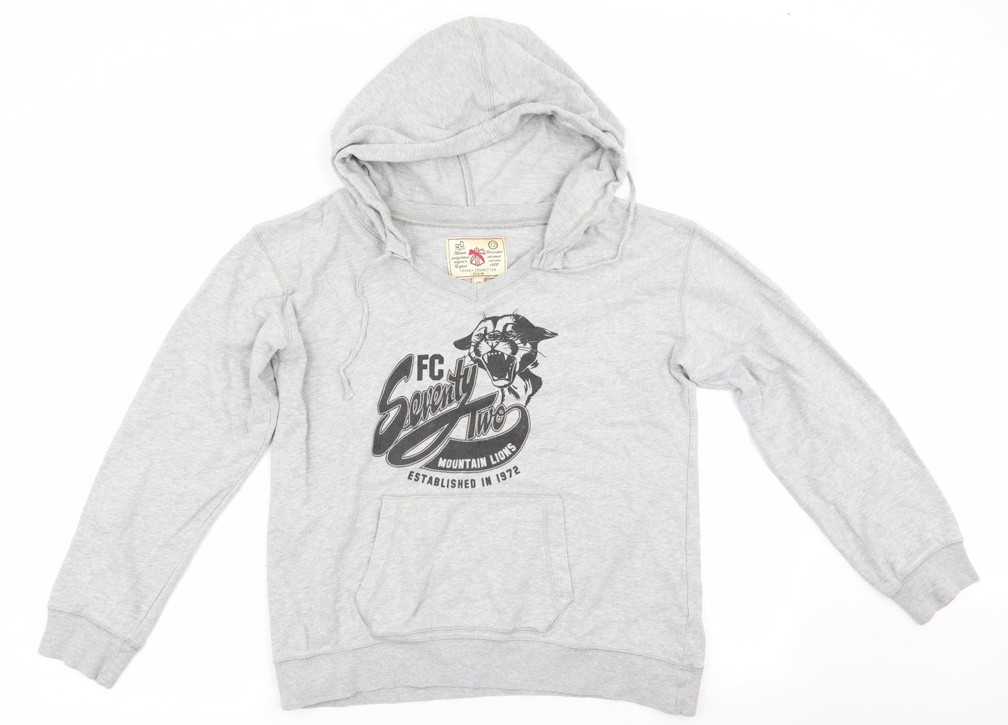 French Connection  Mens Grey Animal Print  Pullover Hoodie Size M