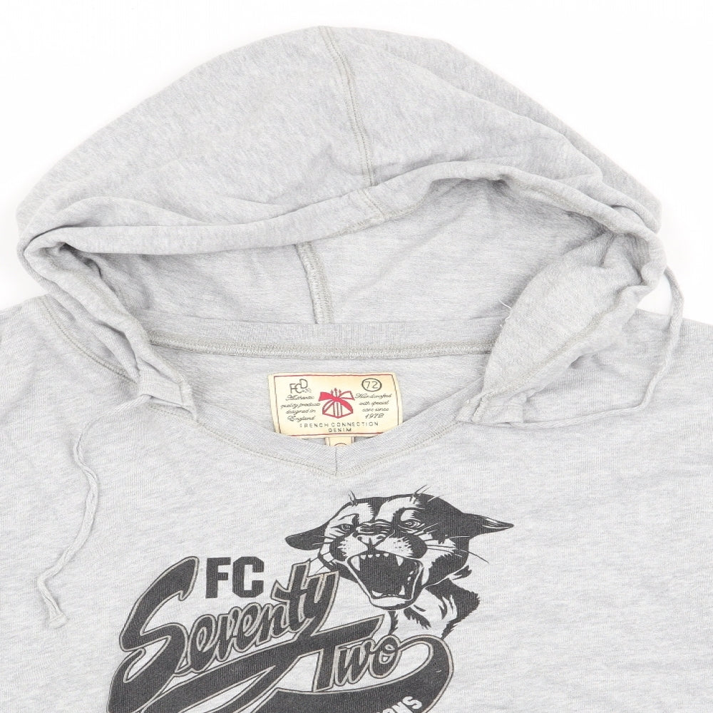 French Connection  Mens Grey Animal Print  Pullover Hoodie Size M
