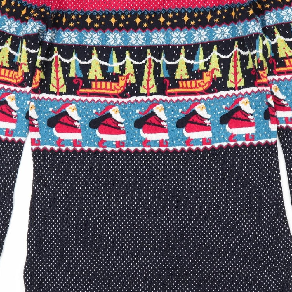 Next Knitwear  Womens Blue Floral  Jumper Dress  Size 8  - Christmas Dress