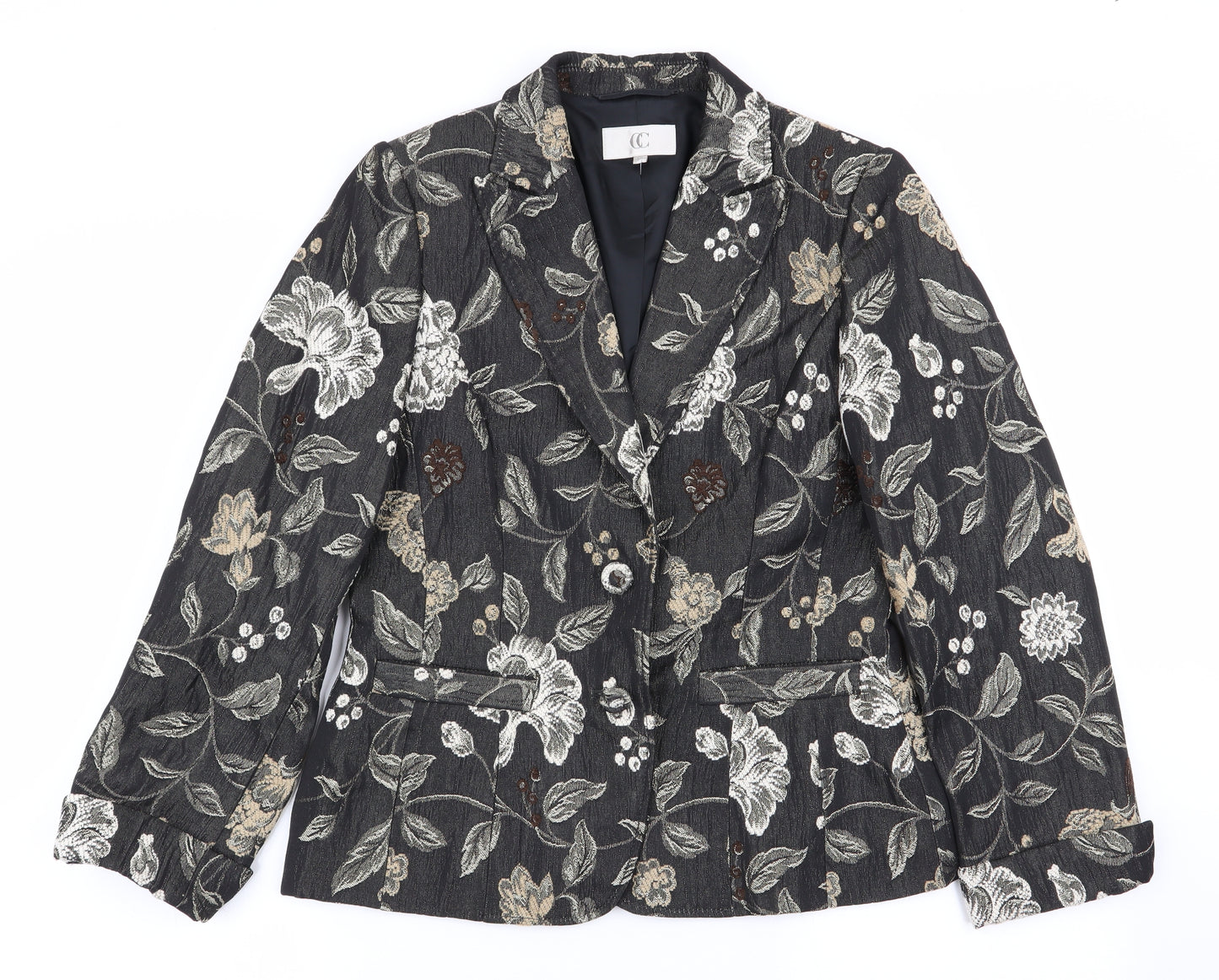 CC Womens Green Floral  Jacket  Size 12  - Subtle shimmer effect