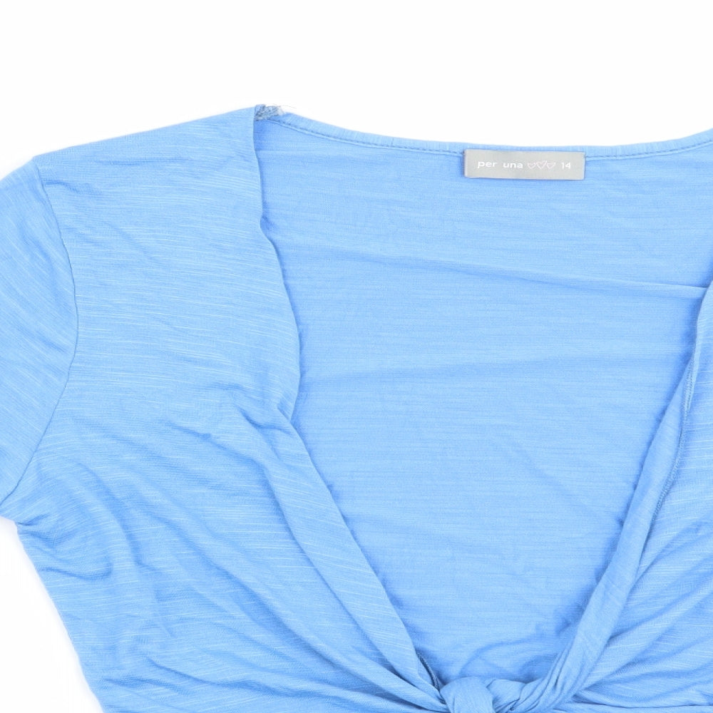 Per Una Womens Blue   Shrug Jumper Size 14  - Tie Front Detail