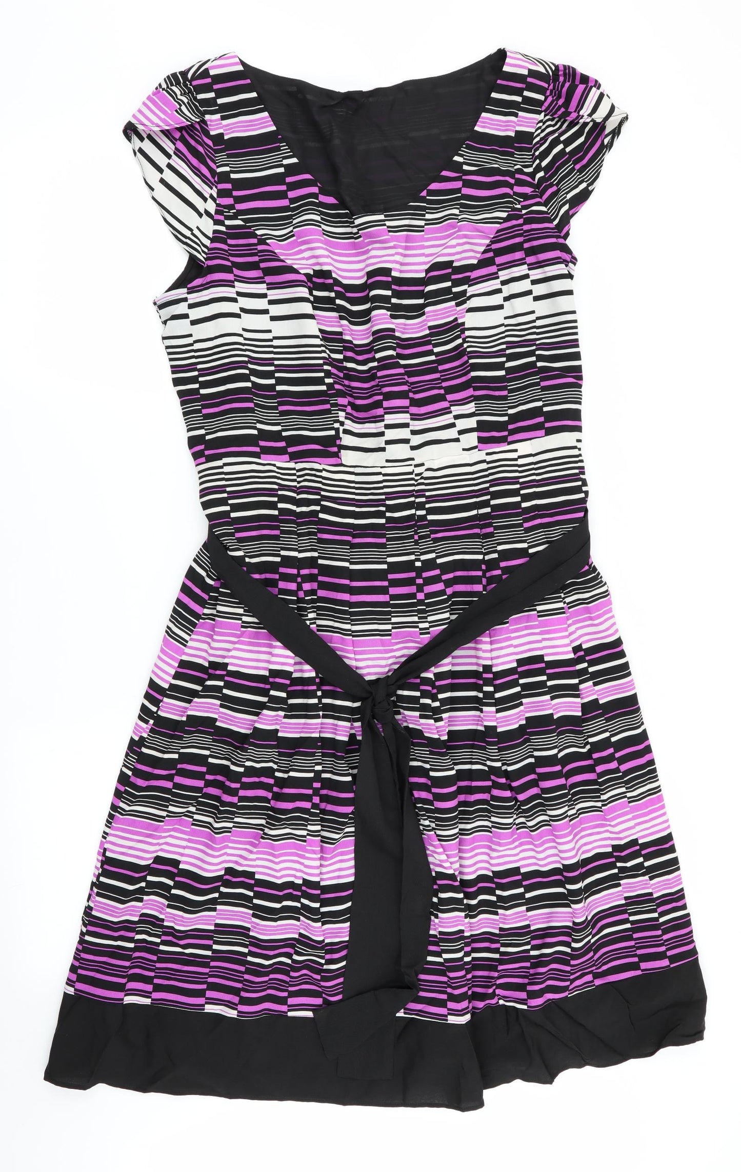 Per Una Womens Black Striped  Fit & Flare  Size 18