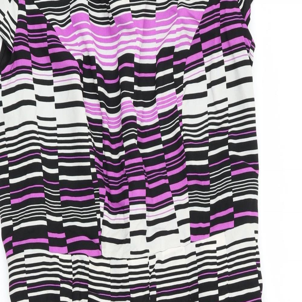 Per Una Womens Black Striped  Fit & Flare  Size 18
