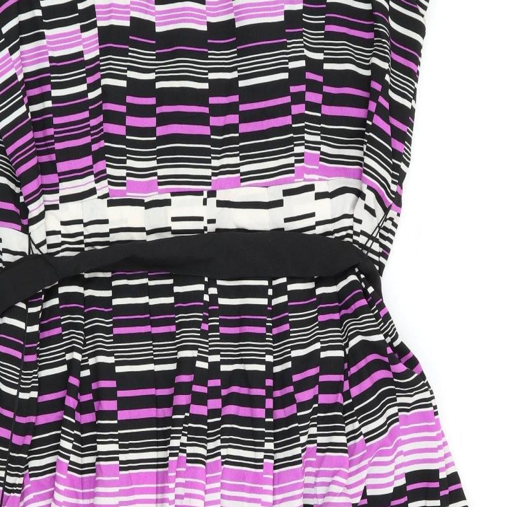 Per Una Womens Black Striped  Fit & Flare  Size 18