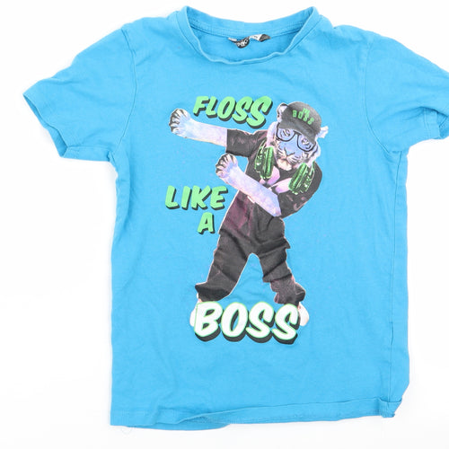 Pep & Co Boys Blue Animal Print  Basic T-Shirt Size 7-8 Years  - Floss like a boss
