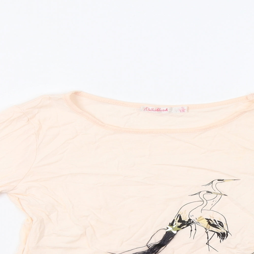 Billieblush Girls Pink   Basic T-Shirt Size 8 Years  - Bird Pattern