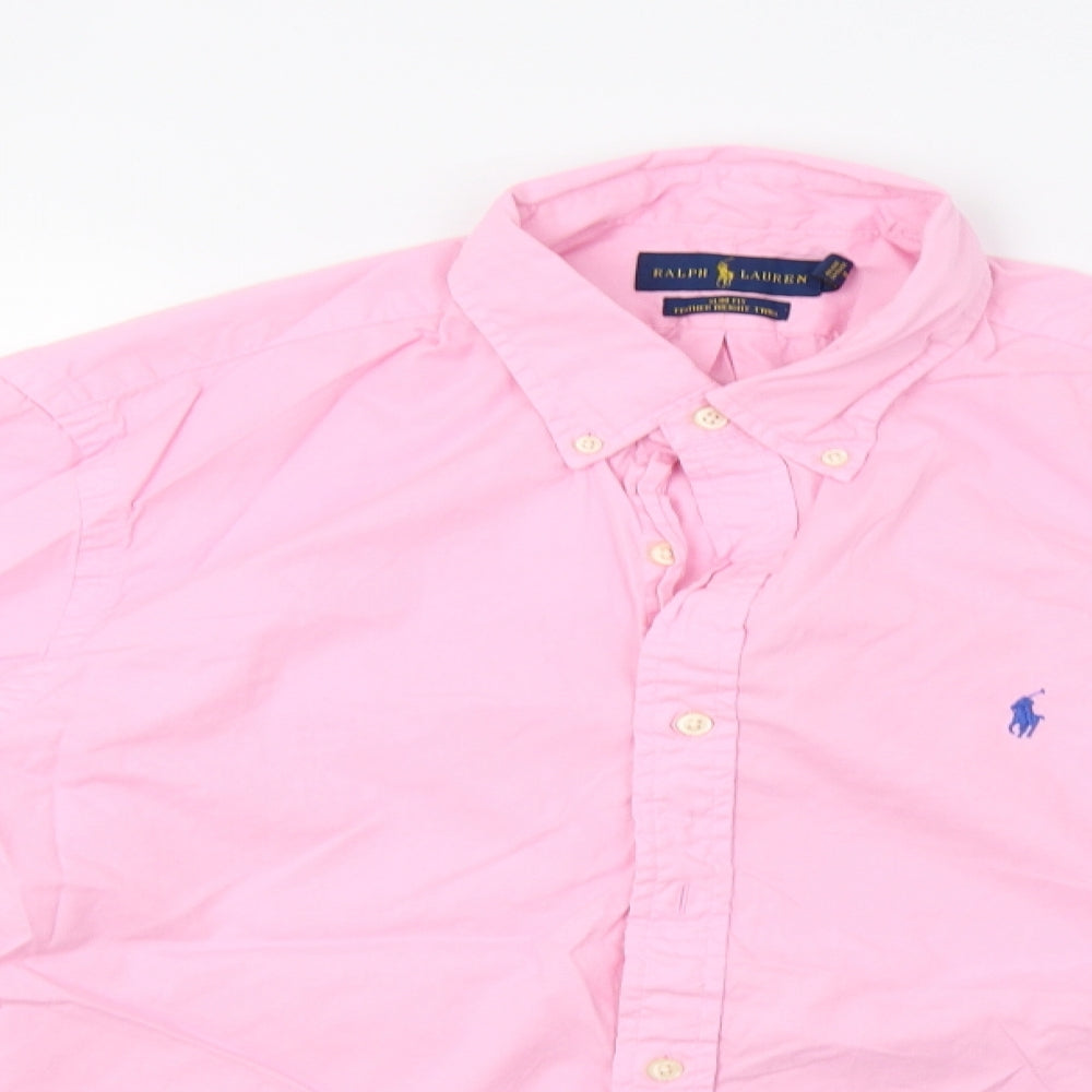 Ralph Lauren Mens Pink    Button-Up Size L