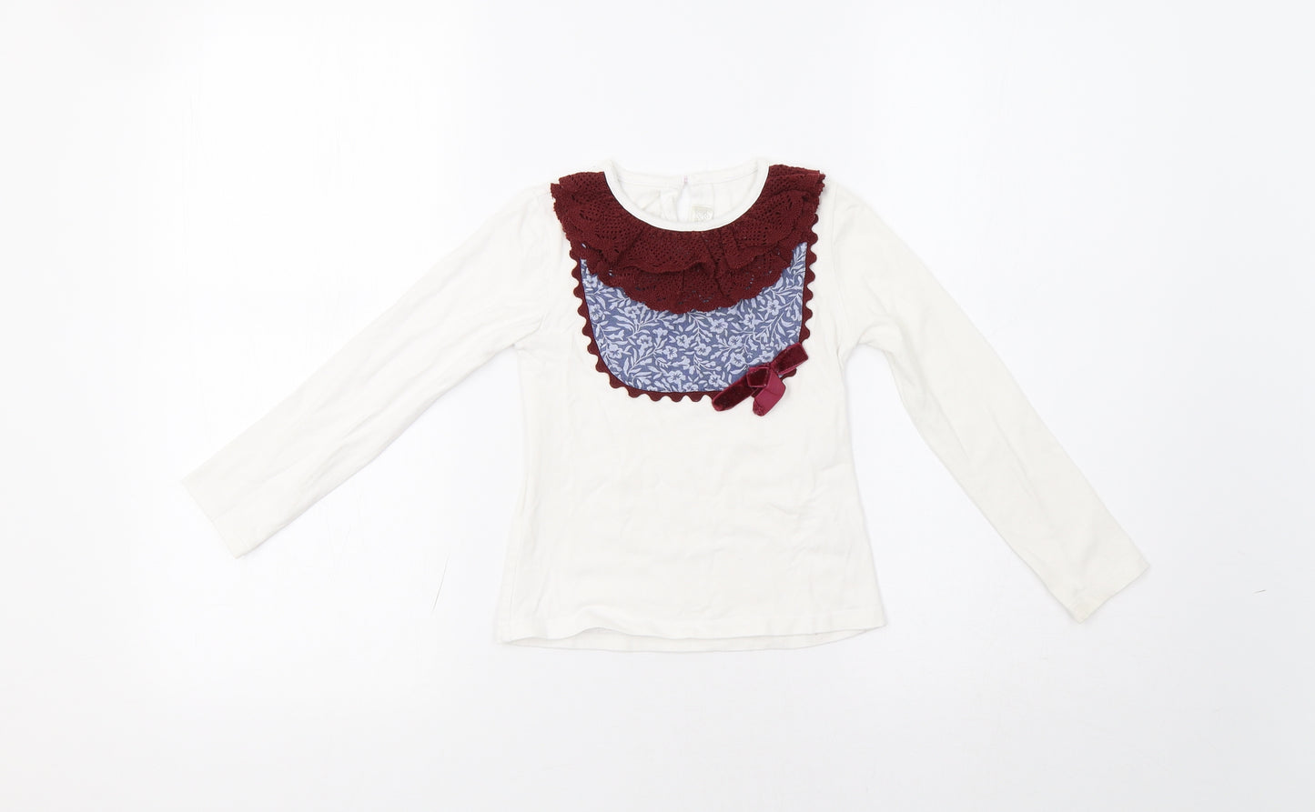 Dolce Petit Girls White   Basic T-Shirt Size 6 Years  - Embroidered Detail