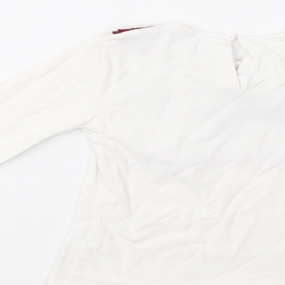 Dolce Petit Girls White   Basic T-Shirt Size 6 Years  - Embroidered Detail