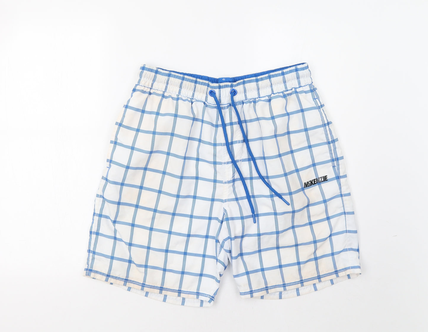 McKenzie Mens White Check  Bermuda Shorts Size L