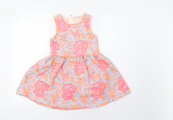 Matalan Girls Pink Floral  Ball Gown  Size 6 Years
