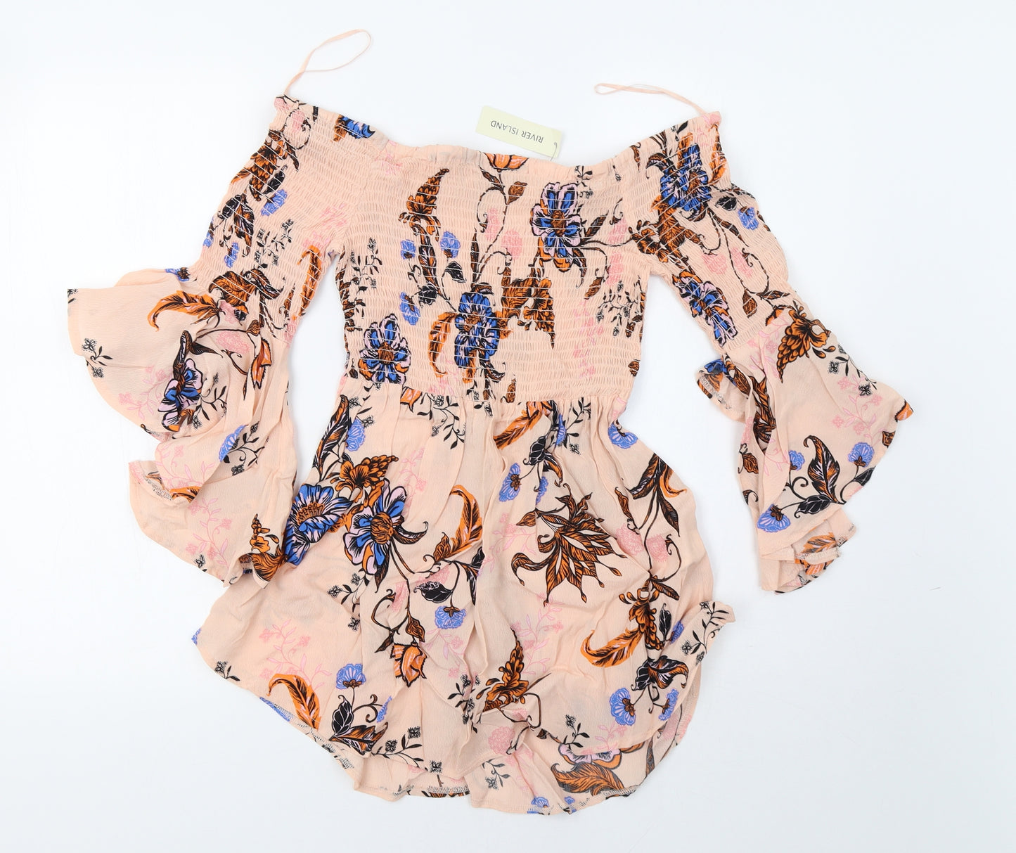 River Island Womens Pink Floral  Tunic Blouse Size 8