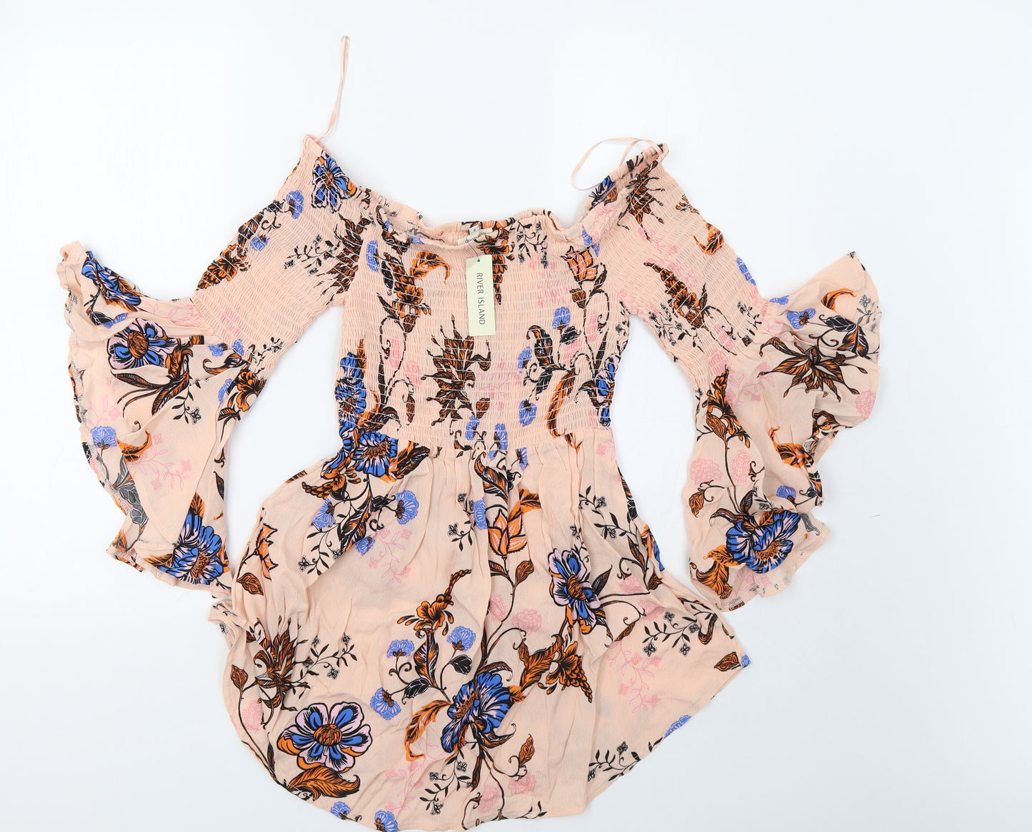River Island Womens Pink Floral  Tunic Blouse Size 8