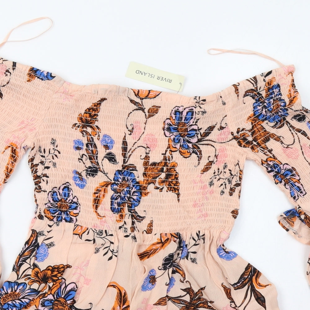 River Island Womens Pink Floral  Tunic Blouse Size 8