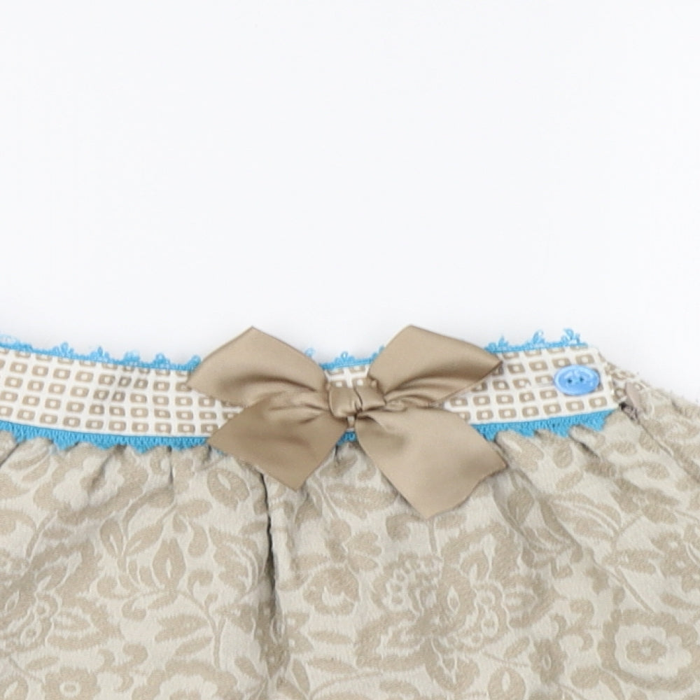 Dolce Petit Girls Beige Geometric  Flare Skirt Size 6 Years