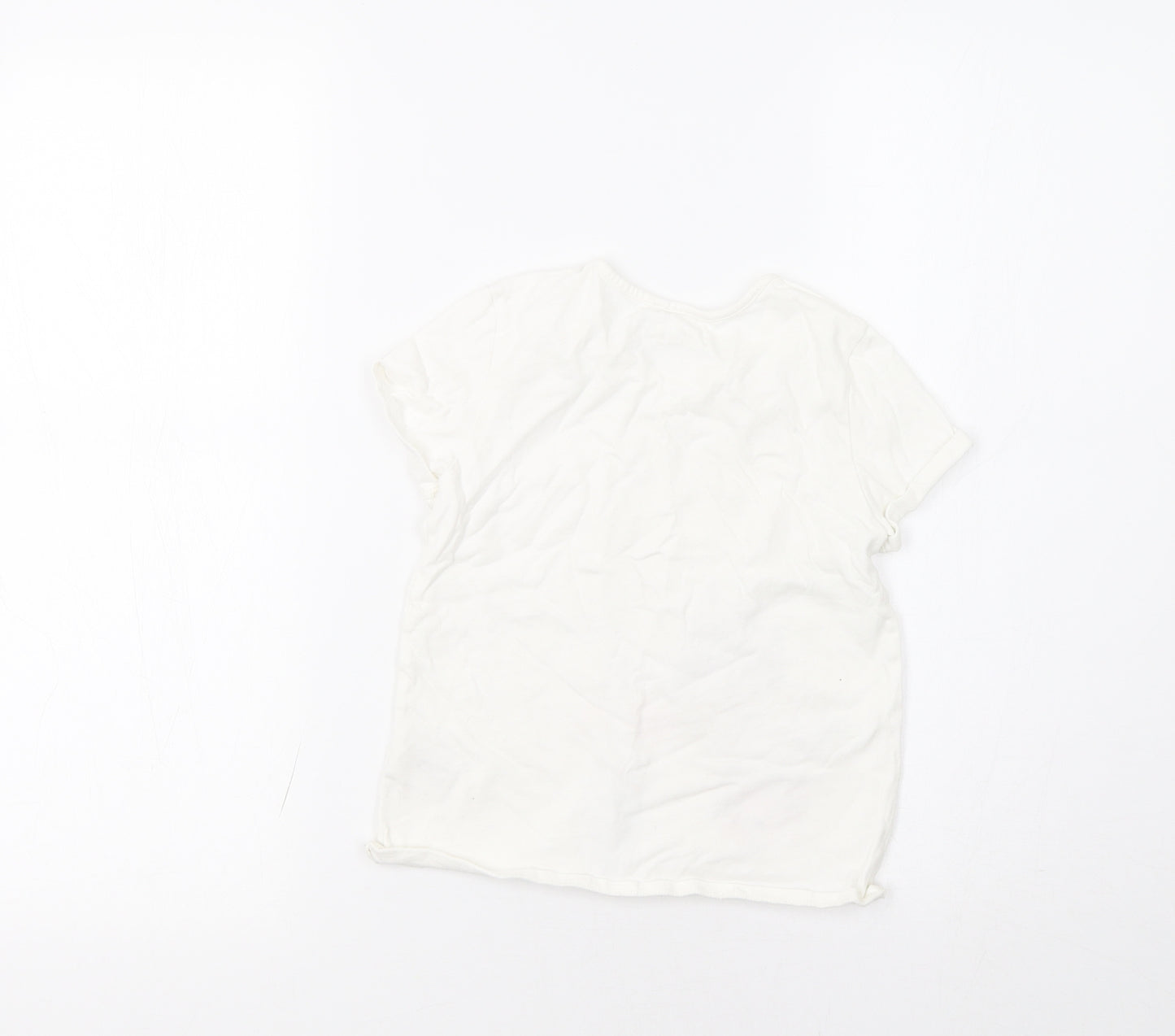 Carrement Beau Girls White Floral  Basic T-Shirt Size 8 Years