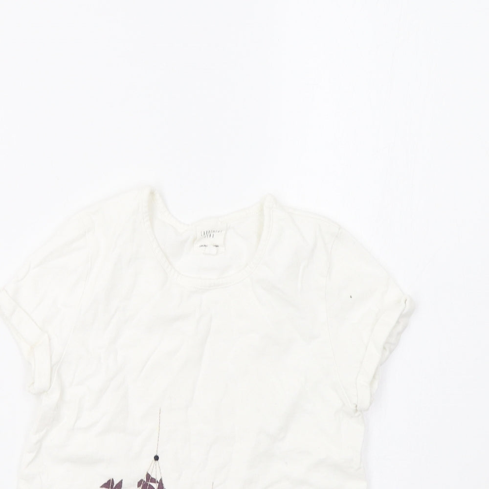 Carrement Beau Girls White Floral  Basic T-Shirt Size 8 Years