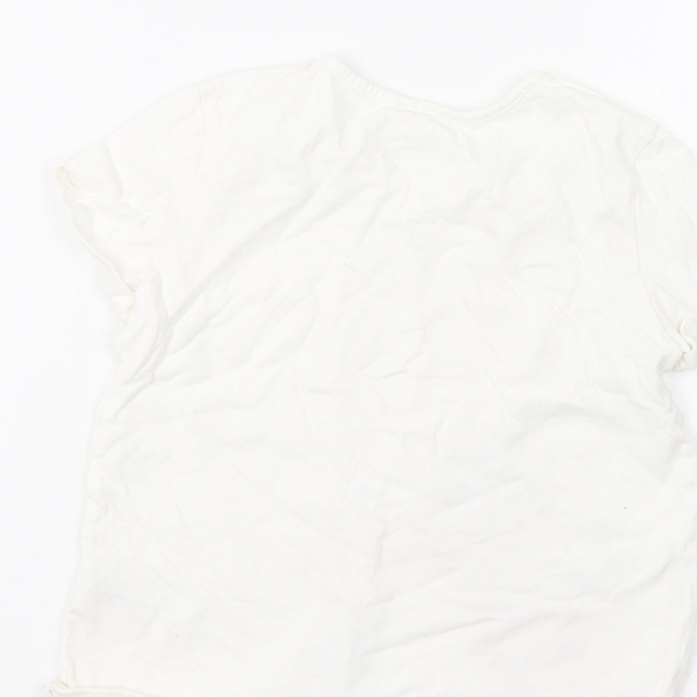 Carrement Beau Girls White Floral  Basic T-Shirt Size 8 Years