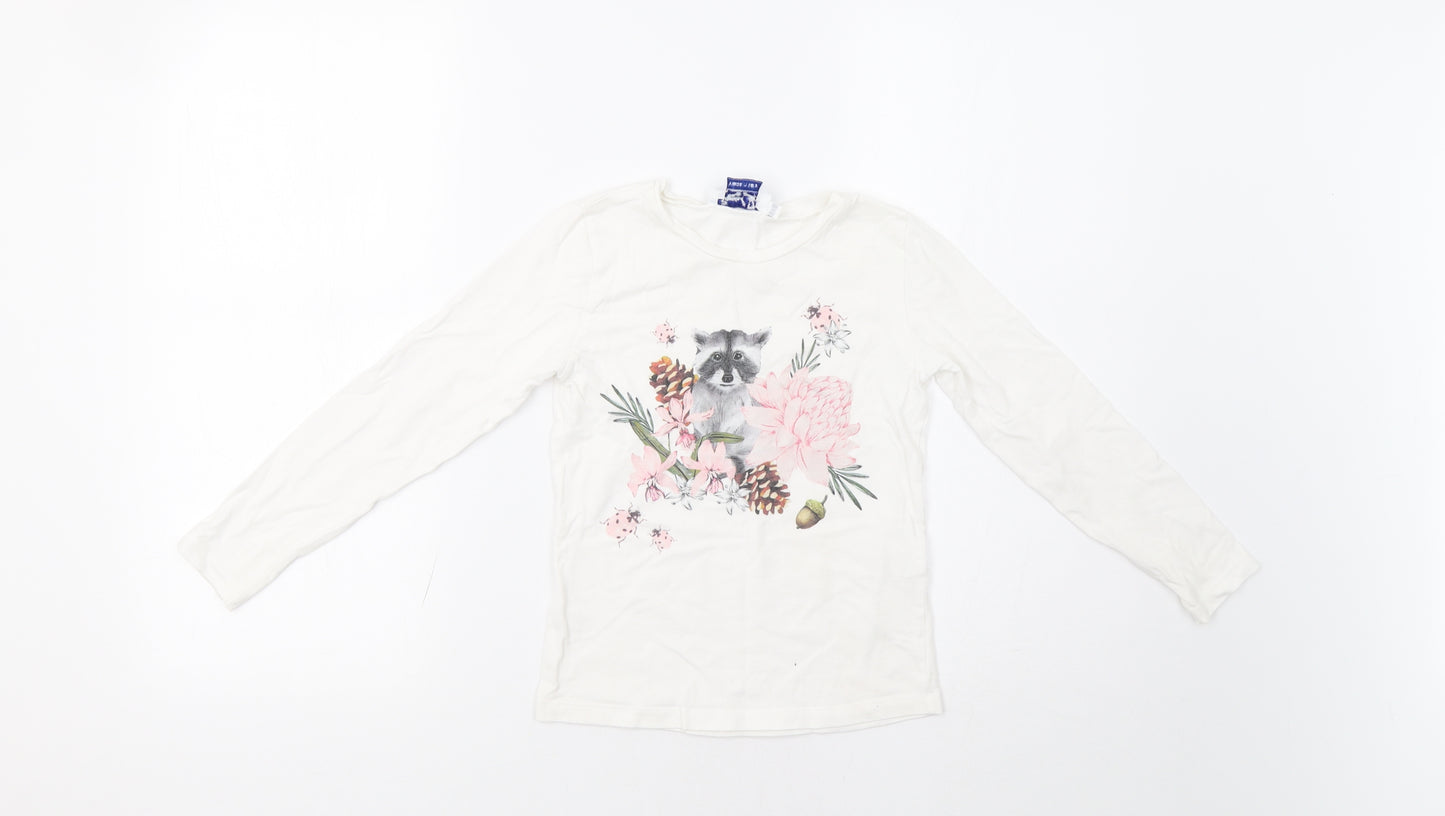 Special Day Girls White Floral  Basic T-Shirt Size 8 Years  - Racoon