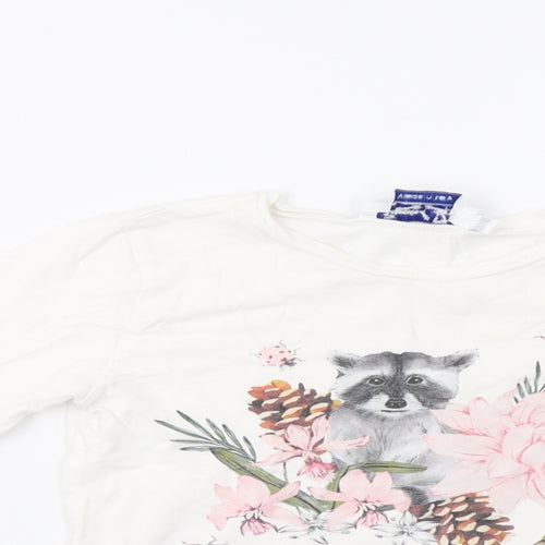 Special Day Girls White Floral  Basic T-Shirt Size 8 Years  - Racoon