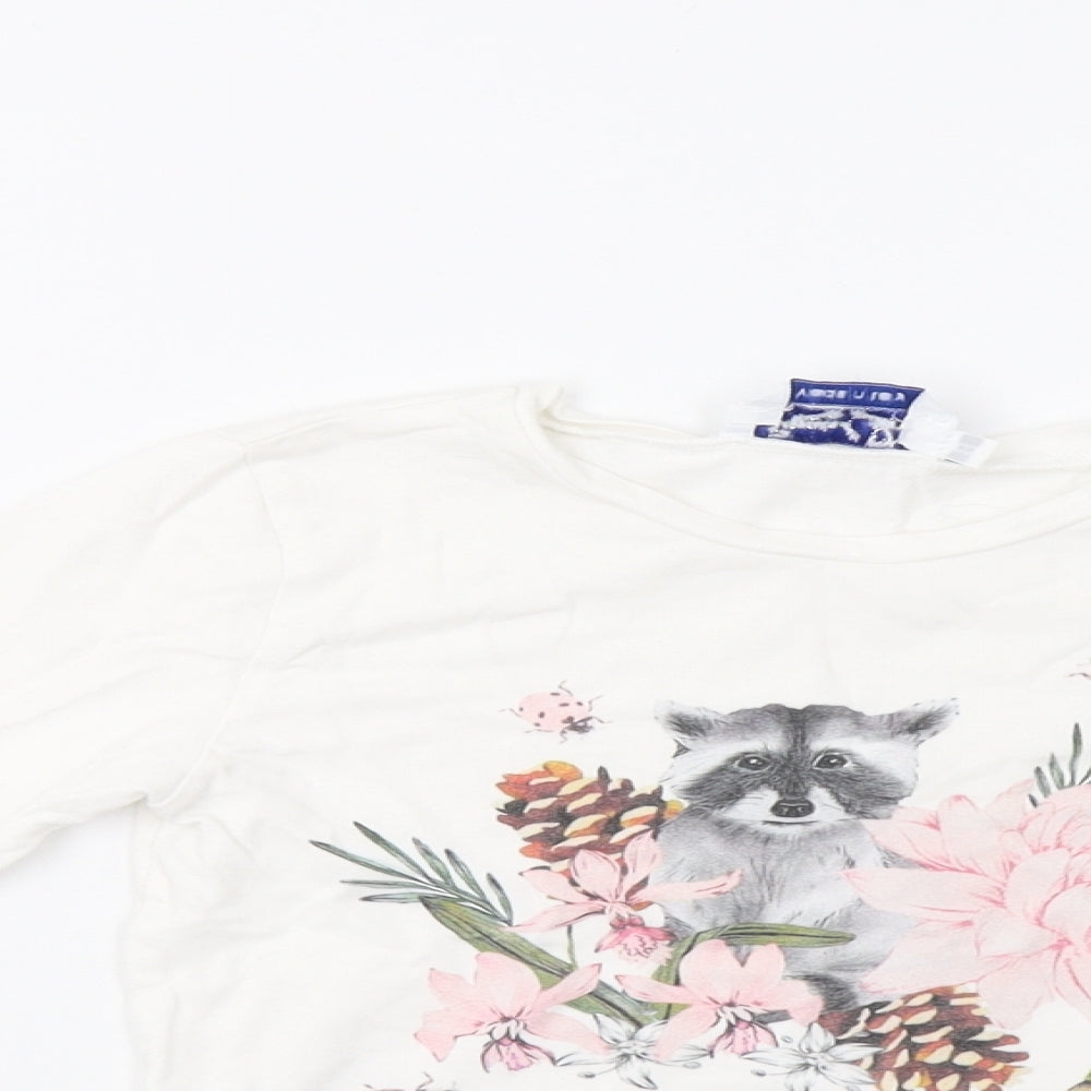 Special Day Girls White Floral  Basic T-Shirt Size 8 Years  - Racoon