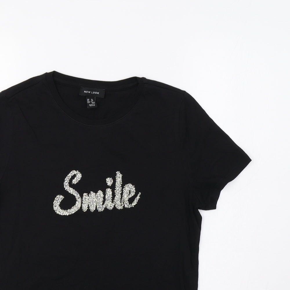 New Look Womens Black   Basic T-Shirt Size 10  - Smile
