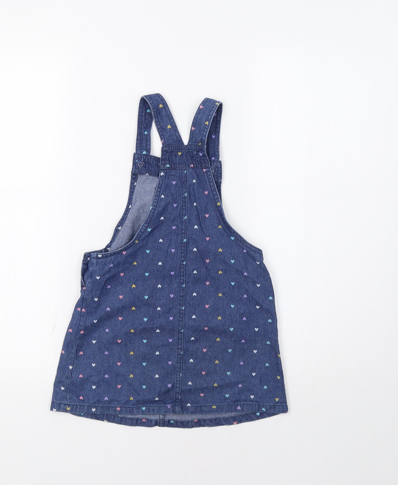 Bopster Girls Blue   Pinafore/Dungaree Dress  Size 4 Years  - Heart Print