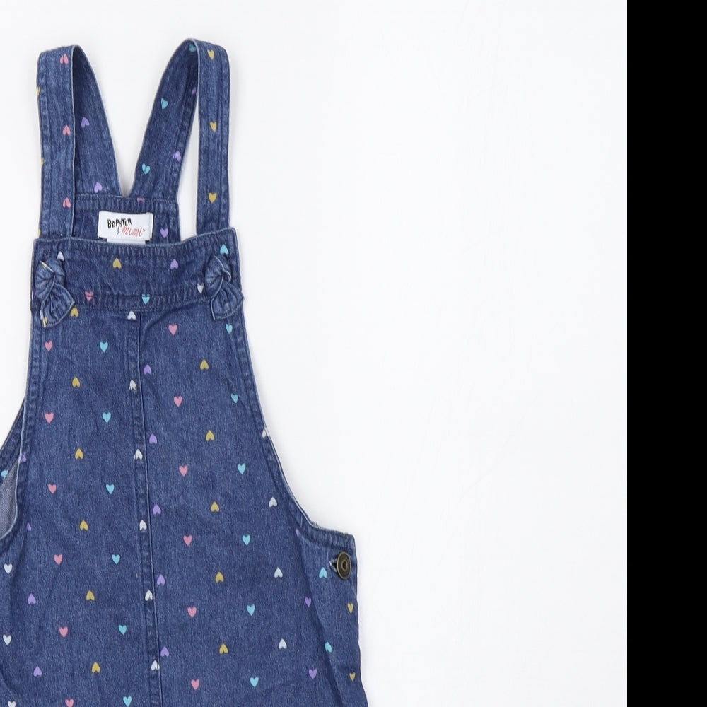 Bopster Girls Blue   Pinafore/Dungaree Dress  Size 4 Years  - Heart Print